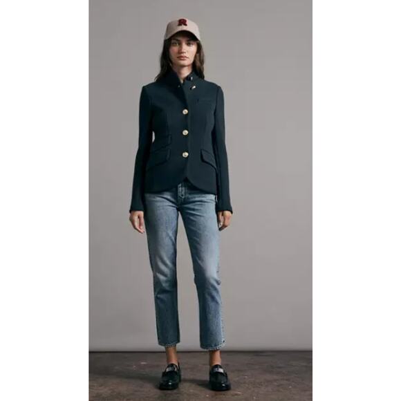 Rag & Bone Slade Blazer Ponte‎ Navy Blue Salute w/Gold Buttons Size 4 - Picture 4 of 13